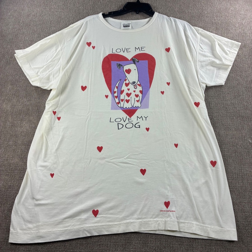 Vintage Relevant‎ Products Love Me Love My Dog Heart T-Shirt White One Size USA